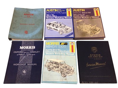 Lot 56 - Two boxes of mainly British Leyland related car workshop manuals and handbooks (2 boxes).