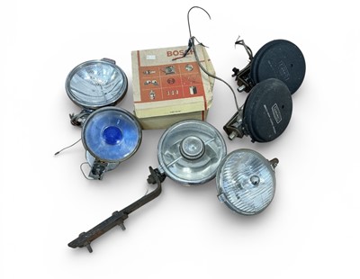 Lot 76 - Pair of Lucas spotlights and other lights (1 box).