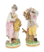 Lot 12 - Pair 19th century Meissen Seasons figures of a...