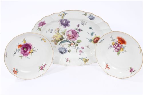 Lot 13 - Pair late 18th / 19th century Meissen saucer...