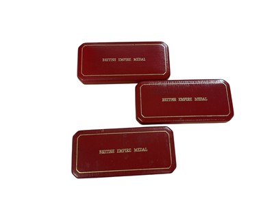 Lot 115 - Group of three original British Empire Medal boxes of issue (empty), (3).