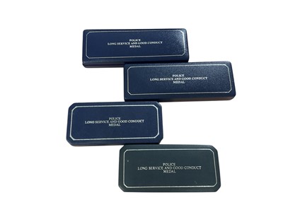 Lot 117 - Collection of four original Police Long Service and Good Conduct medal boxes of issue (empty), (4).