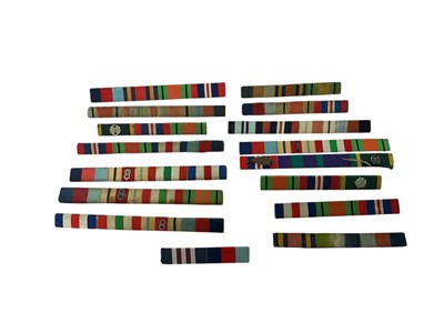 Lot 127 - Group of fifteen mounted medal ribbons with pin backings, for First World War campaign medals, (15).
