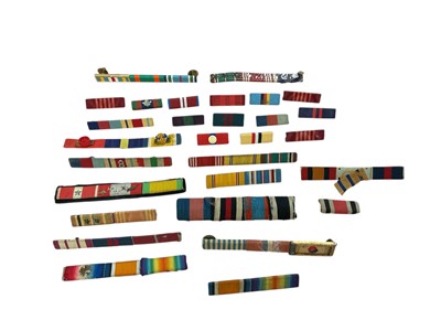 Lot 131 - Group of thirty mounted medal ribbons with pin backings, for various campaign medals, (30).