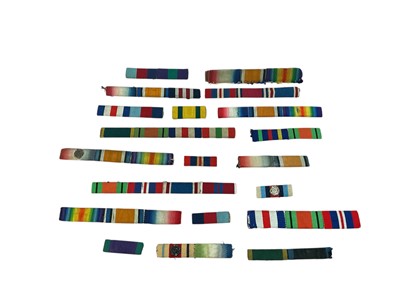 Lot 133 - Group of twenty mounted medal ribbons for First and Second World War campaign medals, (20).