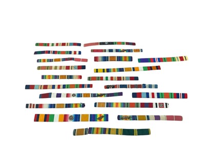 Lot 134 - Group of twenty mounted medal ribbons for First and Second World War campaign medals, (20).