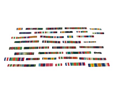 Lot 136 - Group of thirty six mounted medal ribbons for First and Second World War campaign medals, (36).