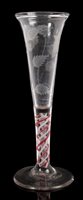 Lot 31 - 18th century glass ale flute with trumpet bowl,...