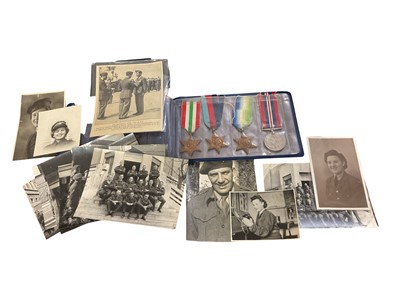 Lot 159 - Second World War medal group comprising 1939 - 1945 Star, Italy Star, Atlantic Star and War medal, together with a small group of photographs.