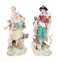 Lot 33 - Pair 18th century Chelsea figures of a...