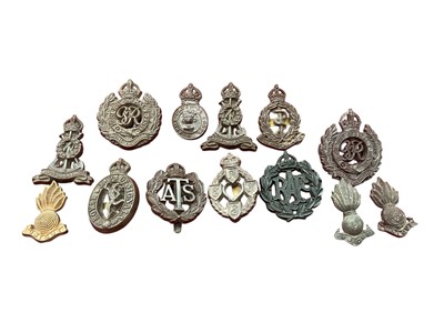 Lot 168 - Collection of thirteen Second World War British Military 'Wartime economy issue' cap badges to include RAF and Royal Engineers, (13).