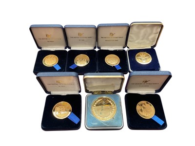 Lot 176 - 50th Anniversary of the Battle of Britain 1940 medallion, together with Four ''The History of World War II'' medallions and two others, (7).