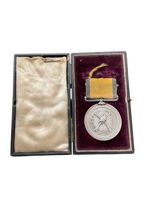 Lot 183 - Duke of Lancaster's Own Yeomanry Cavalry Carbine Prize medal, 4.2cm in diameter, in associated box.