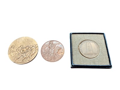 Lot 186 - Group of three First World War bronze medallions including one presented by the citizens of Bombay to the troops who defended the port, (3).