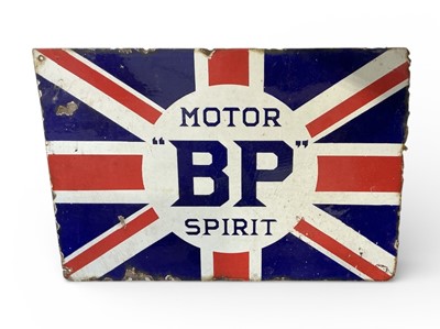 Lot 92 - Original vintage BP Motor Spirit doubled sided enamel advertising sign, 58.5 x 41.7cm.