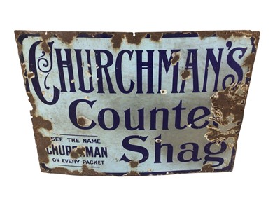 Lot 93 - Churchman's enamel advertising sign measuring approximately 71cm x 51cm.