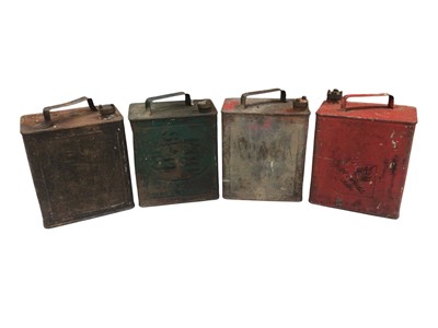 Lot 97 - Group of vintage fuel cans including Esso, Shell and others.