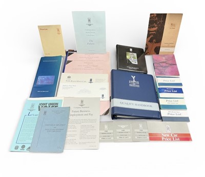 Lot 8 - Lot Rolls-Royce and Bentley sales brochures and price lists (1 box).