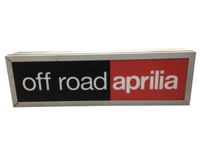 Lot 157 - Off Road Aprilia illuminated showroom sign, 100cm in overall length.