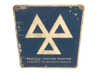 Lot 110 - Vintage embossed metal MOT sign, approx. 64cm x 60cm.