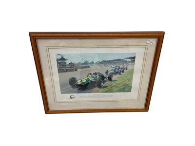 Lot 155 - Four framed and glazed prints by Tony Smith depicting John Surtees, Mike Hawthorn, Stirling Moss & Jim Clark, all with certificates