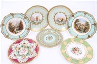 Lot 68 - Pair Victorian Mintons dessert plates painted...