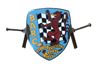 Lot 111 - Vintage chromium and enamel British Automobile Racing Club, (BARC) members badge, stamped GL 1057, W.O. Lewis Ltd, Birmingham to reverse.