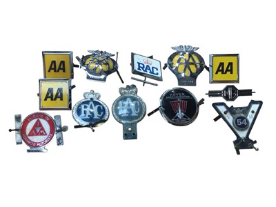 Lot 112 - Collection of twelve assorted car badges to include Rover Owners Association, AA, RAC and others, (12).