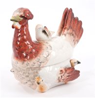 Lot 87 - Victorian Staffordshire pottery hen and chick...