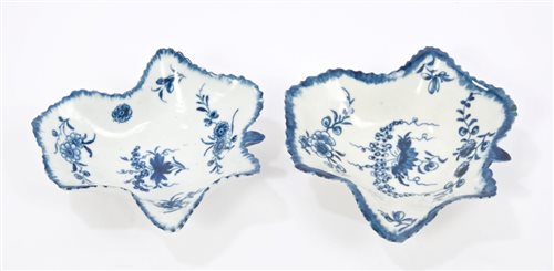 Lot 88 - Two 18th century Worcester blue and white leaf-...