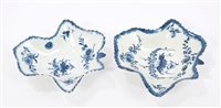 Lot 88 - Two 18th century Worcester blue and white leaf-...