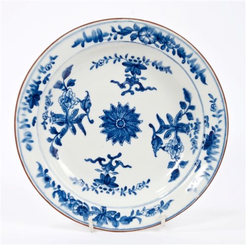 Lot 93 - 18th century Derby blue and white plate...