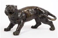 Lot 734 - Japanese Meiji period bronze tiger - seal mark...