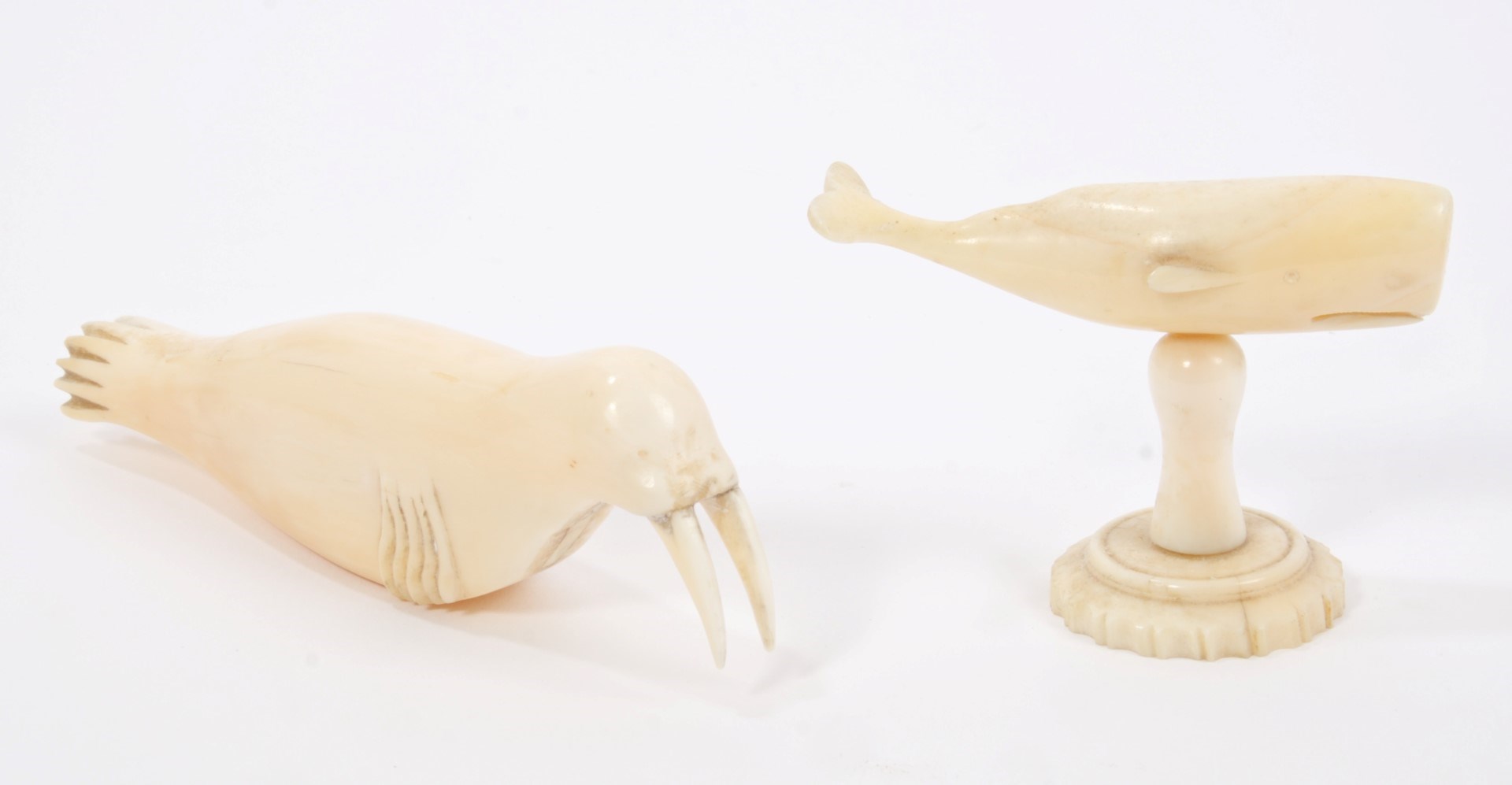 Lot 735 - Antique Inuit marine ivory carving of a