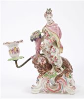 Lot 116 - 18th century Bow porcelain candlestick in the...