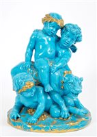 Lot 122 - Victorian, probably Minton, turquoise blue and...