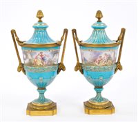 Lot 123 - Pair mid-19th century Sèvres porcelain and...