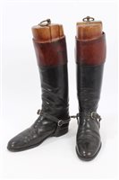 Lot 884 - Pair of gentlemen's black leather hunting...