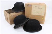 Lot 887 - Three vintage Lock & Co. black riding bowler...