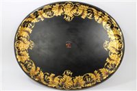 Lot 844 - Large mid-19th century papier mâché oval tray...