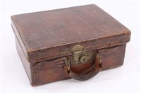 Lot 871 - Edwardian brown leather and brass mounted...