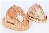 Lot 817 - Two 19th century cameo carved conch shells -...