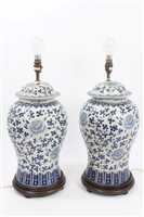 Lot 808 - Pair contemporary Chinese-style blue and white...