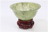 Lot 786 - Chinese jade or green hardstone bowl,...