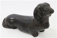 Lot 790 - Bronze Sculptureslpture of a dachshund in...