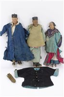 Lot 827 - Three late 19th century Chinese dolls with...