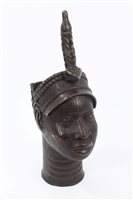 Lot 761 - Benin-style bronze head of a Queen, 45cm high