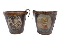 Lot 1425 - Decorative pair of antique leather copper...