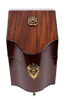 Lot 1427 - George III mahogany knife box of tyPicturesal...