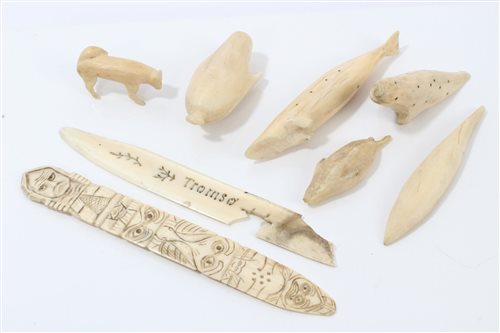 Lot 741 - Collection of antique Inuit marine ivory...